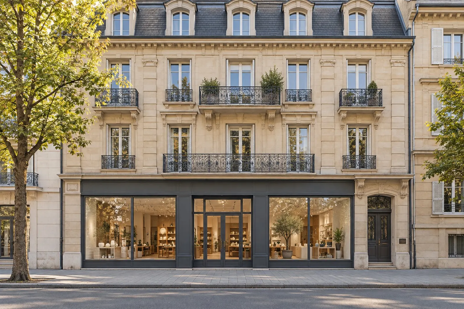 Immeuble mixte avec rez commercial